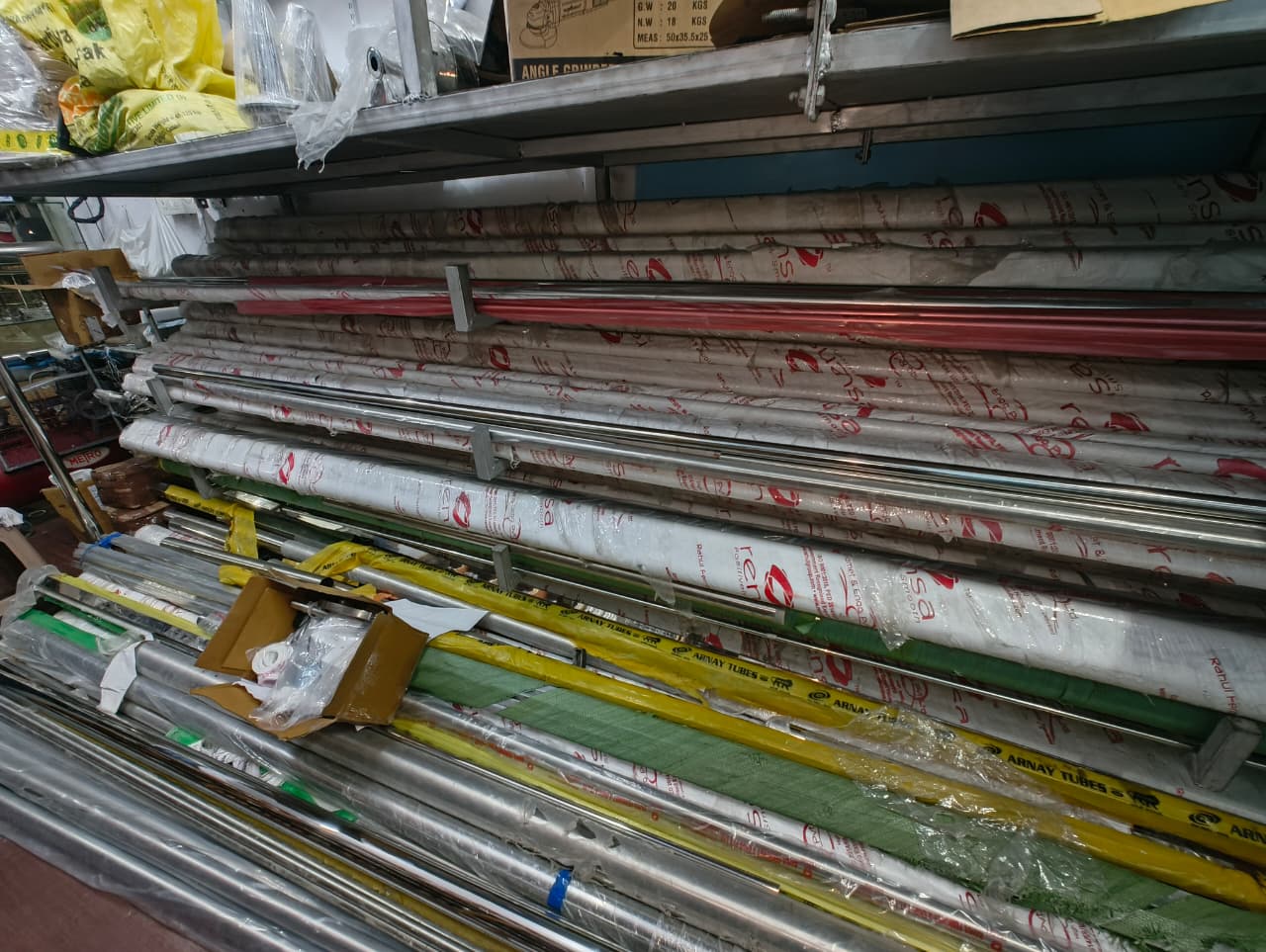 Racked SS pipe and tube stock