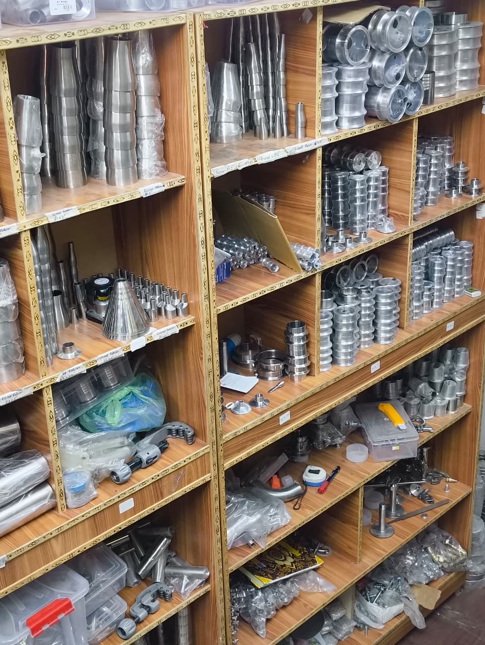 Full inventory wall of sanitary fittings