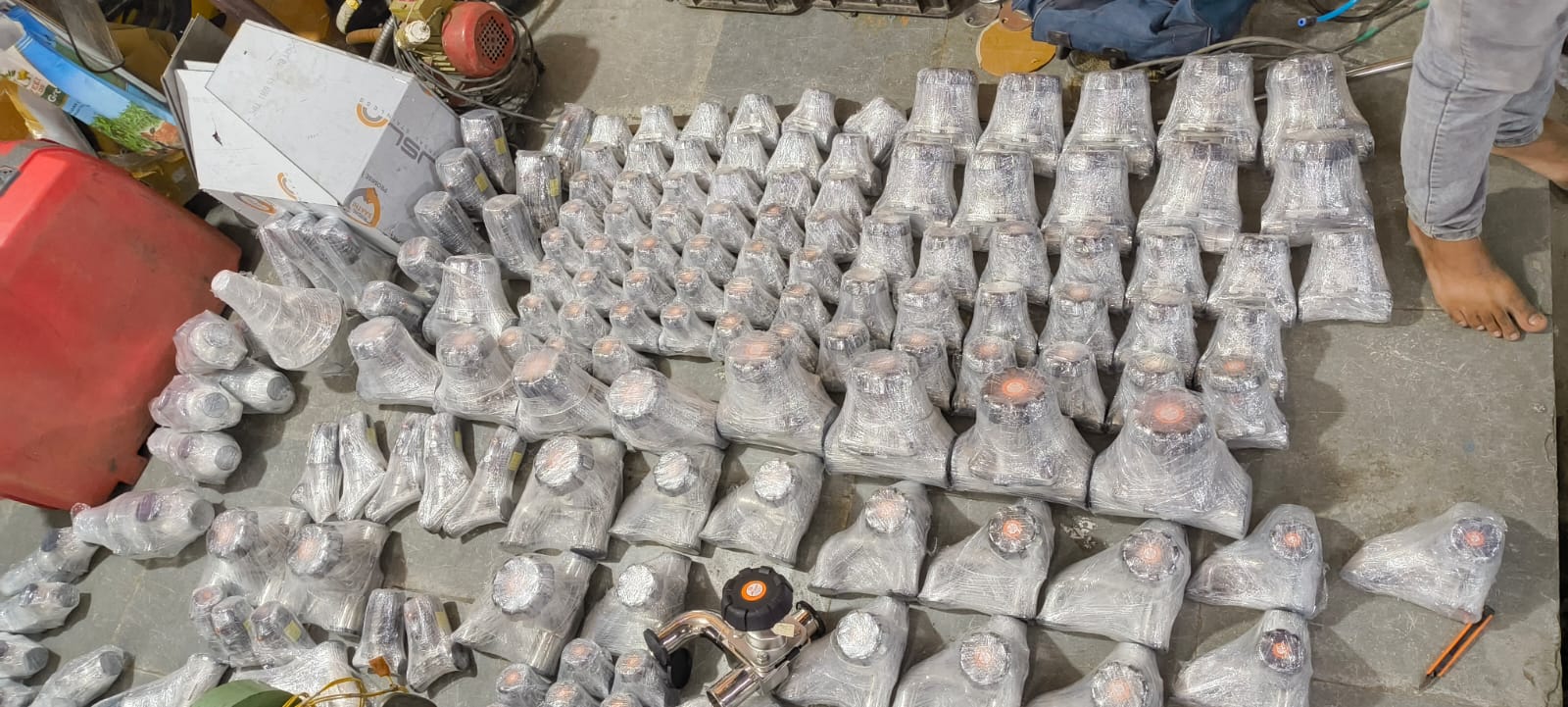 Packed diaphragm valve batch ready for dispatch